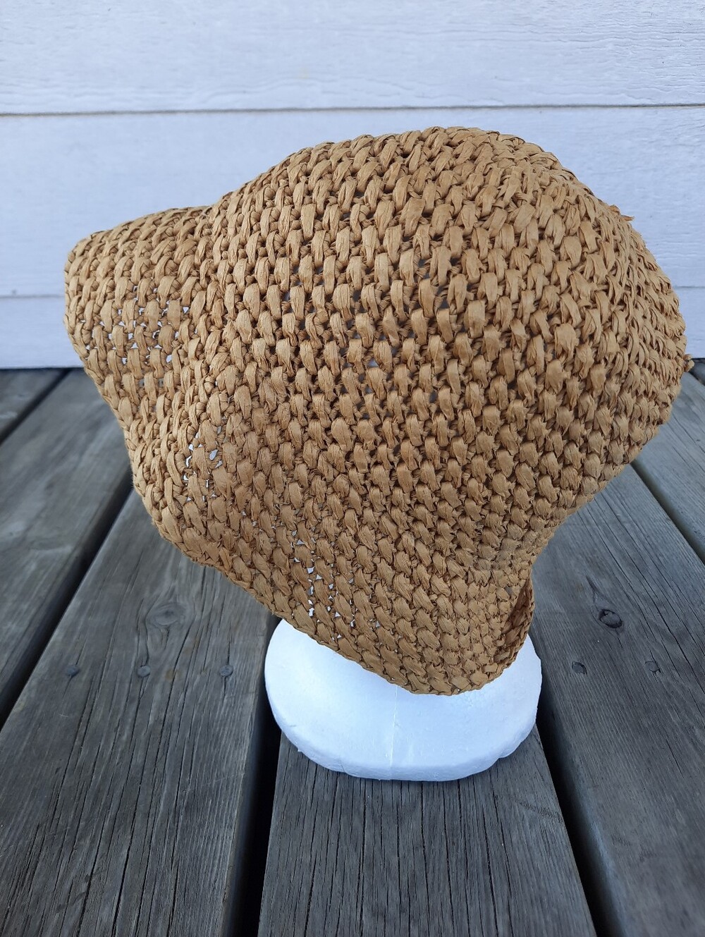Woven Raffia Paper Summer Bucket Hat With Black 3D Rosettes OS - Picture 4 of 10